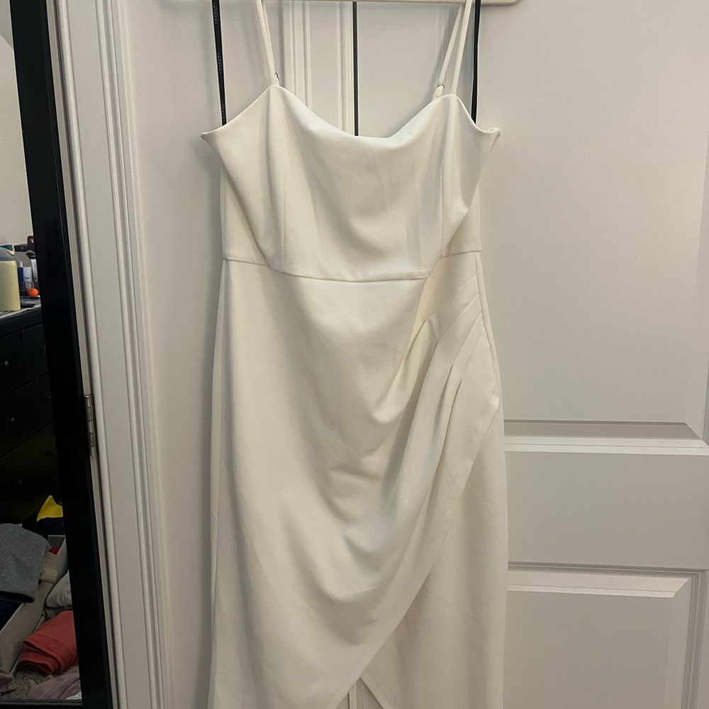 Elegant White Draped Dress